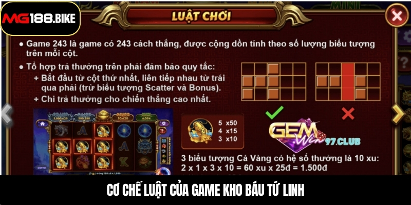 Cơ chế luật của game kho báu tứ linh